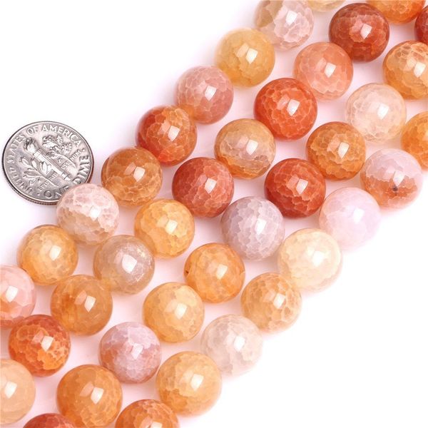 10mm Natural Crackled Agate Beads Round Semi Precious Gemstone Loose Beads for Jewelry Making (38-40pcs/strand)