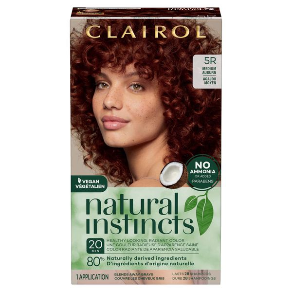 Clairol Natural Instincts Demi-Permanent Hair Dye, 5R Medium Auburn Hair Color, Pack of 1