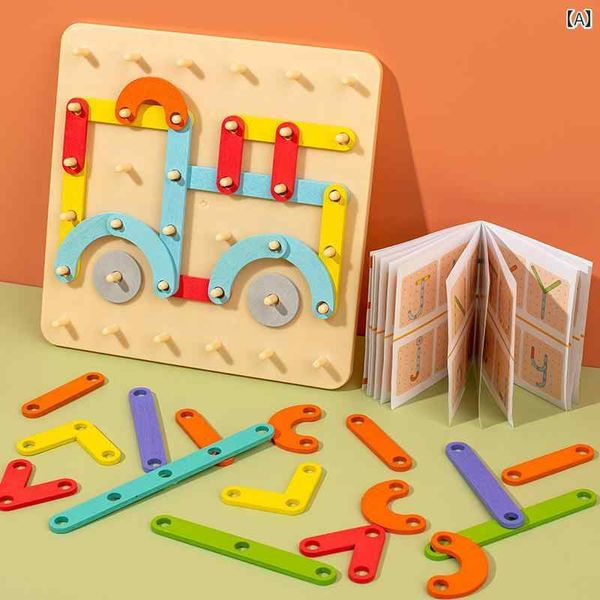 Puzzle for kids, children, geometry, kindergarten, early education, aid, wood, educational toy, red, yellow, green