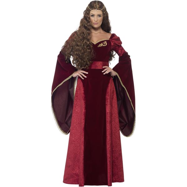 Smiffys Deluxe Medieval Queen Costume, L, Red