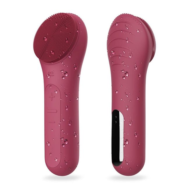 NågraCoola CLIE Facial Cleansing Brush, Waterproof  Rechargeable Face Scrub Red