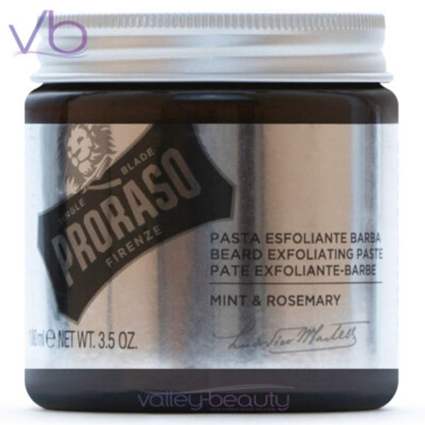 PRORASO Single Blade Beard Exfoliating Paste |  Mint & Rosemary Deep Cleanser