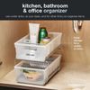 2-Tier Sliding Bathroom Storage Shelf White Organizer Under Cabinet Space-Saving