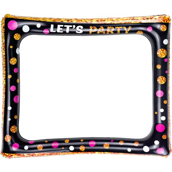 Inflatable Selfie Frame Giant Photo Booth frame Birthday Photo Booth Picture Frame Celebration Blow Up Party Prop for Wedding, Baby Shower, Birthday Party Decorations Supplies - Black Gold