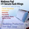 Wet-Stop Mattress Pad Protector with Wings (34x36 plus 2 18" Tuck Wings), Bed Wetting and Incontinence, Waterproof