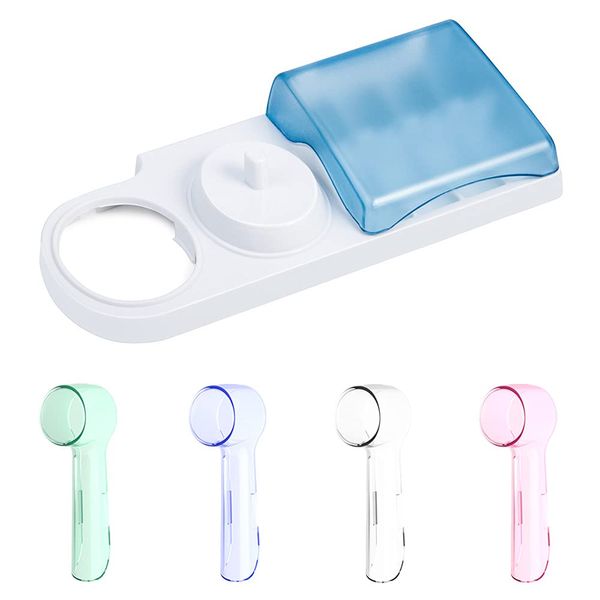 Electric Toothbrush Holder with 1 Charging Stand Slot, 1 Toothbrush Stand and 4 Toothbrush Heads Storage + 4 PCS Toothbrush Head Covers for Oral B