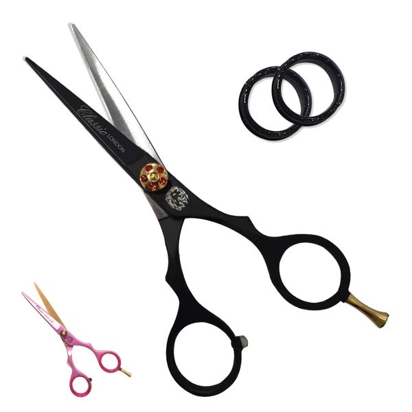 BizWizz Dog Grooming Scissors, 5.5 & 6 inch Pet Grooming Tools - Stainless Steel Dog & Cat Hair Cutting Professional Curved Pet Hair Removal Shears for Trimming Sharp Hair Dog Grooming (5", Black)