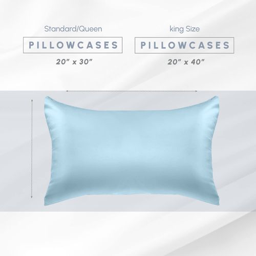 Elegant Comfort 4-Pack King Satin Pillowcase Set with Hidden Zipper Closure, Silky Smooth for Best Hair and Skin Care, Baby Blue