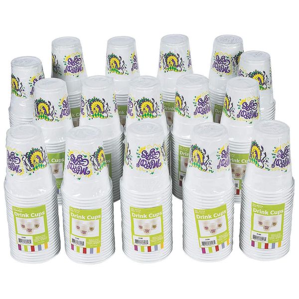 Fun Express Bulk Mardi Gras Plastic Cups - Party Supplies - 400 Pieces