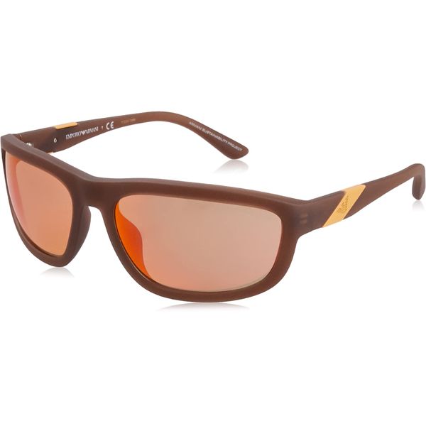 Emporio Armani EA4183U Sunglasses, Matte Brown Opal / Orange Red Mirror Lens