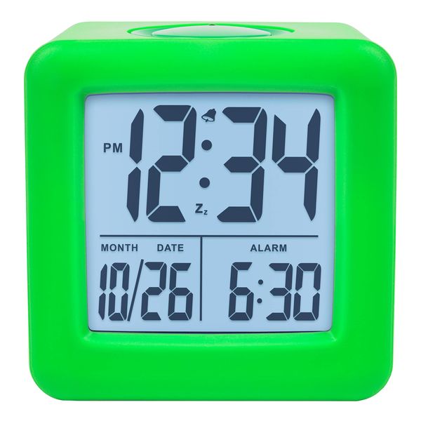 Equity 73003 Green Soft Cube LCD Alarm Clock with Smart Light