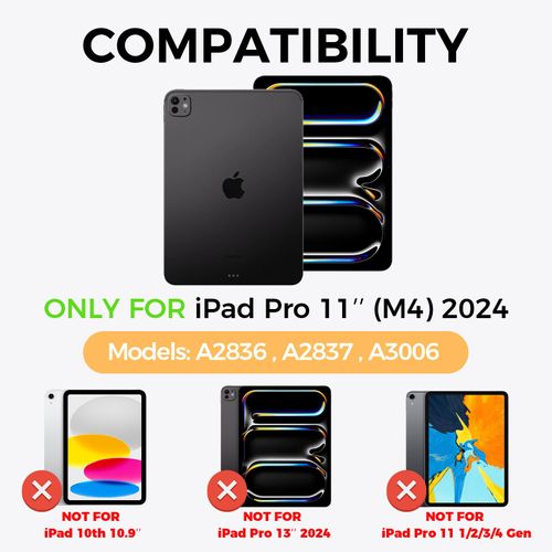 NOKBABO for ipad pro M4 11 inch case with Keyboard 2024,Rainbow Backlight, Built-in Trackpad, 360°Rotatable & Pencil Holder, Compatible with ipad pro 11 m4 Keyboard case - Black