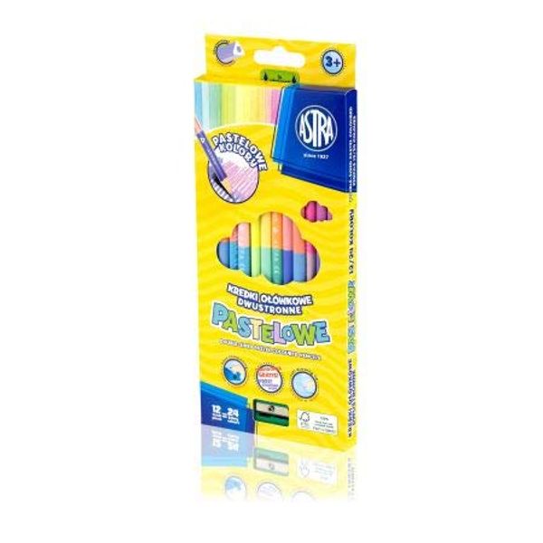 Pencils Double-Sided Triangle 12 = 24 Pastel Colours + TMP Astra