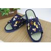 Indigo Dyeing Japanese Pattern Folding Sandals Relaxing Cat, L Size