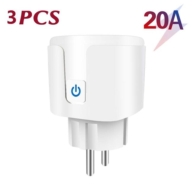 20A WiFi Smart Plug EU Smart Socket With Power Monitor Timing Function Tuya  Smart Life Control For Alexa Google Home Alice Ships From: United States,  Standard: 20A EU Plug, Color: 3pcs WiFi