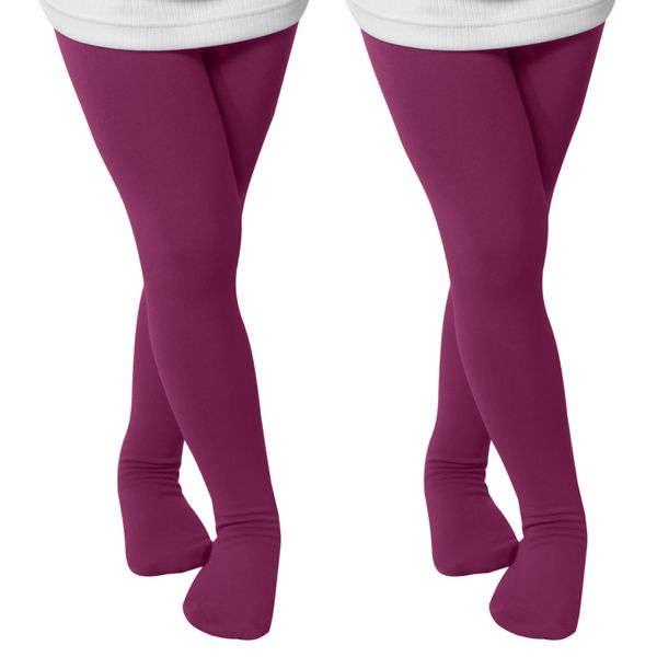 OCERA Pack of 2 Children's Thermal Tights with Inner Fleece, purple, 146 - 152