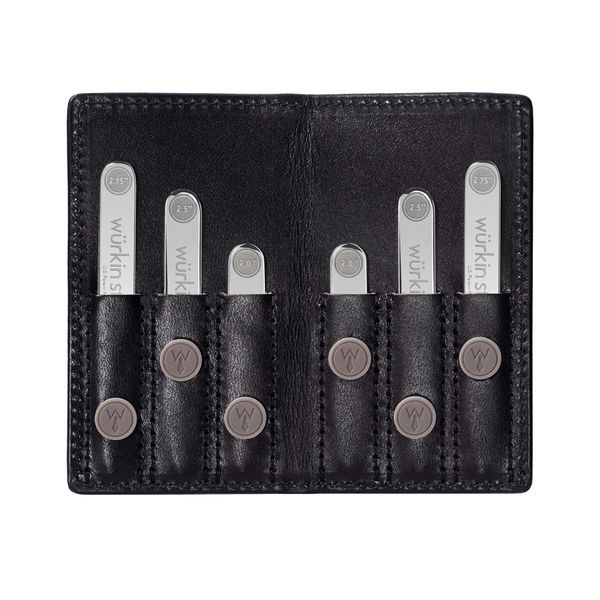 Assorted Power Stays Magnetic Collar Stays Travel Set by Würkin Stiffs | Black Leather Wallet Case | Gift for Men | As Seen on Shark Tank