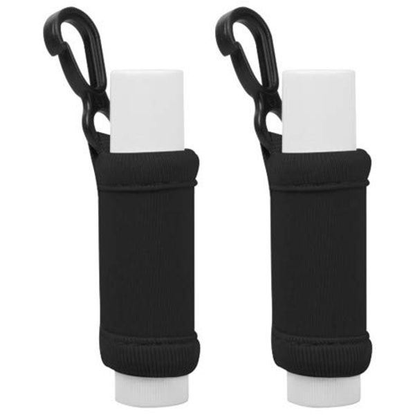 Chapstick Holder Keychain – Lip Balm Sleeve – Premium Neoprene with Key Chain Clip – Perfect for Chap Stick or Lip Gloss (Black, 2 Pack)