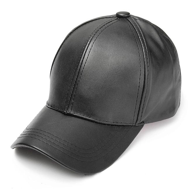 Black Trucker Cap Men Summer Leather Caps Hip Hop Dad Hat Casual