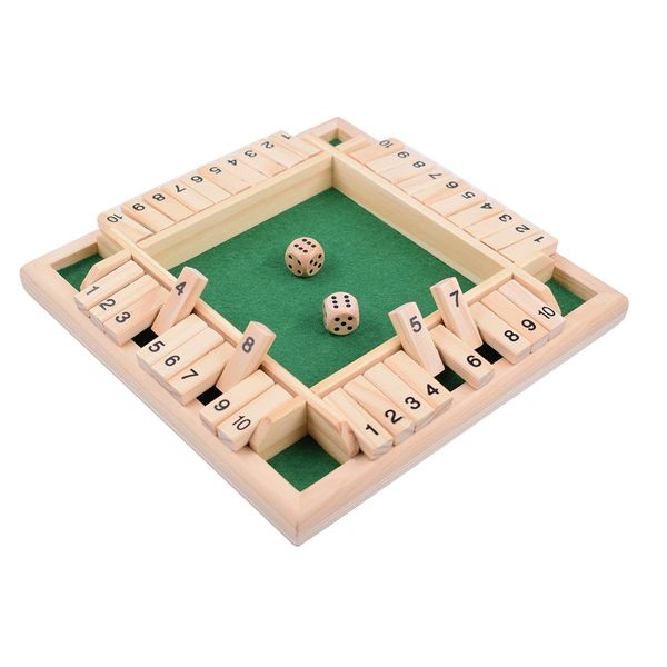 Wooden Game Shut the Box Dice Game Dice Game Numbers Game Wooden Toys Board Game Party Games Shut the Box Game (11.8 x 11.8 x 1.5 inches (30 x 30 x 3.8 cm)