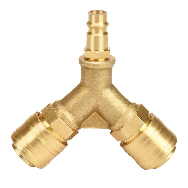 nutmanel Airline Hose Connectors 1/4" BSP 3 Way Air Compressor Fittings Y Splitter Airline Coupling for Compressor