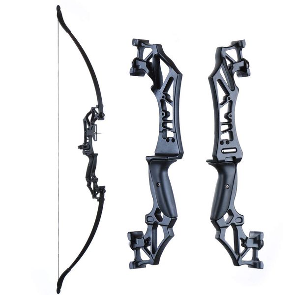 TOPARCHERY Archery Takedown Recurve Bow Hunting Long Bow Alloy Riser for Outdoor Shooting Training- Right Hand - Draw Weight 30lbs 40lbs - with Arrow Sight, Arrow Brush (Black-40lb)