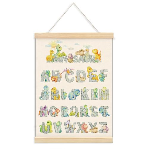 ShowDraven Funny Dinosaur Wall Decor,Classroom Decoration, Cute Letter Alphabet Bedroom Classroom Nursery Playroom Wall Decor, Gifts for Boys Girls Nursery Kids, 12x16 Inch