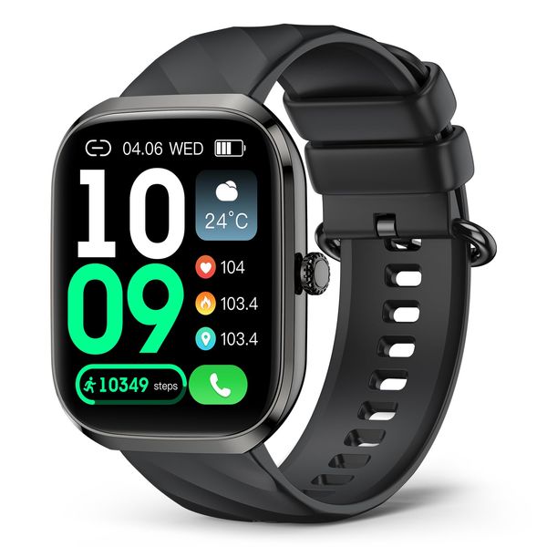 Smart Watch for Men Women, 2.06" HD AMOLED Screen Smartwatch (Answer/Make Calls), 24/7 Heart Rate Blood Pressure Blood Oxygen Sleep Monitor, IP68 Waterproof 114+ Sport Mode Fitness Tracker Android iOS