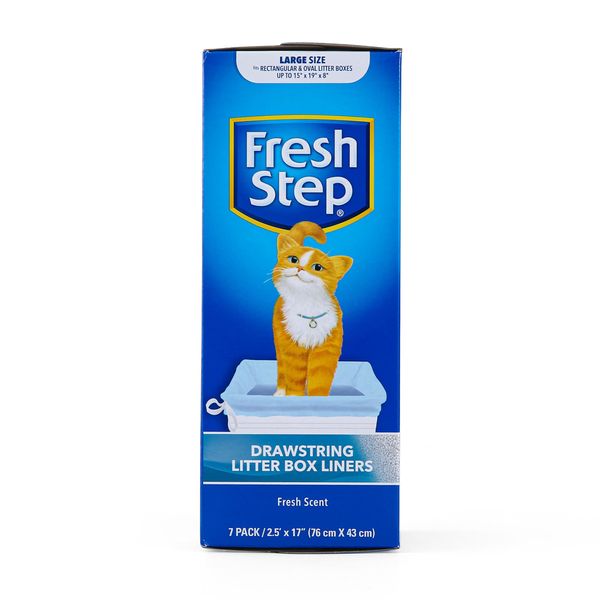 Fresh Step Drawstring Litter Box Liners Scented, Large Size 30" x 17" - 7 Count