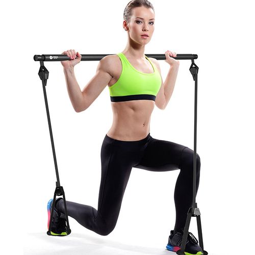 All-in-one stretching bar gym stick band grip bar health band muscle strength exercise band stretching shoulder Pilates bar with Korean instructions, purple