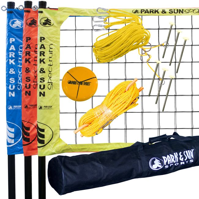 Park & Sun Sports Tri-Ball Volleyball: Portable Outdoor 3-Way Net System, Professional Series