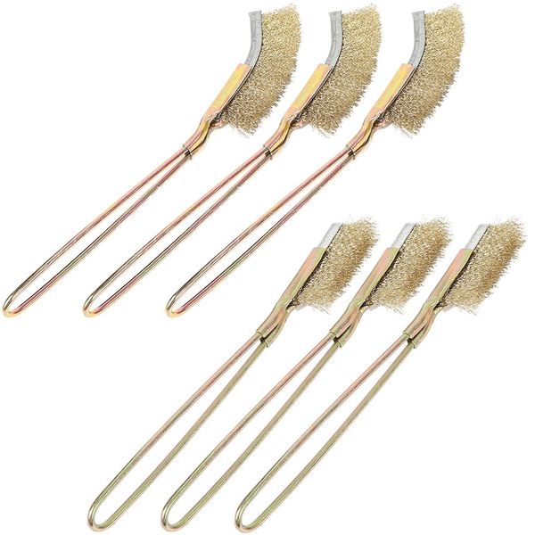 TKY Wire Brush Brass Brush Channel Brush Polishing Metal Rust Remover Cleaning (6 Straight)