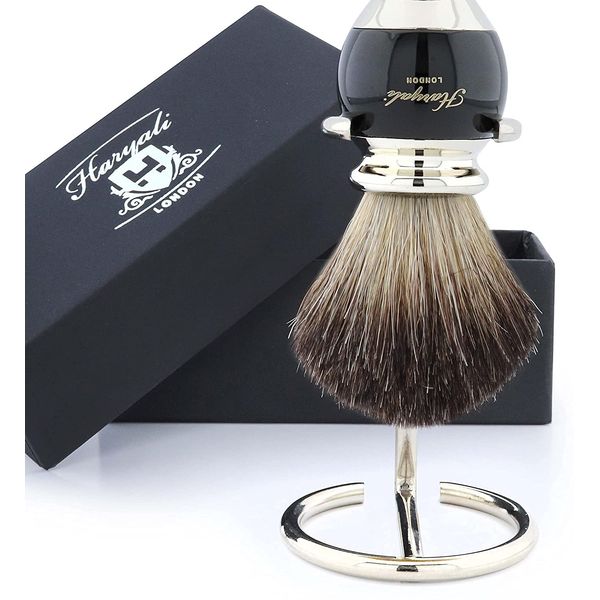 Men's Shaving Pure Black Badger Hair Shaving Brush and Brush Holder