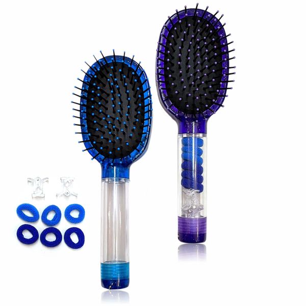 Hair Brush Round Dangler Girls Hairbrush For Wet Or Dry Hairs Brushes With Bobbies And Clips Reverse Side Mirror Accessories Brushes For Thick Thin Or Curly Hairs holiday festival travel 1pc (MIX)
