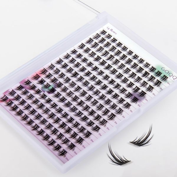 GAQQI Einzelne Wimpern 168pcs Cluster Lashes C Curl 10mm Diy Wimpern Extensions Individuelle Wimpern FüR Augen Make-Up Diy WimpernverläNgerung(09-C 10mm)