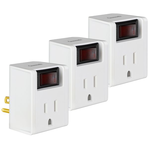 DEWENWILS 3 Pack Grounded Power Adapter Plug Outlet Switch 280J Surge Protector
