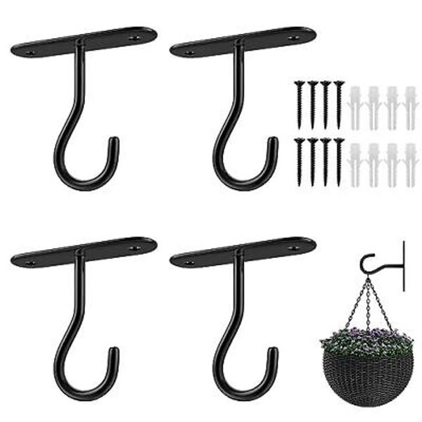 Ceiling Hooks for Hanging Plants 4 Pack,2.5" Hanging Plant 2.5 Inch Black