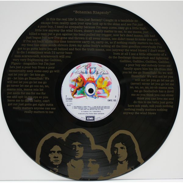 Queen laser etched 12 inch LP record wall art. "M4"