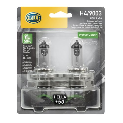 HELLA H4P50TB +50 Performance Bulb, 12V, 60/55W, 2 Count (Pack of 1)