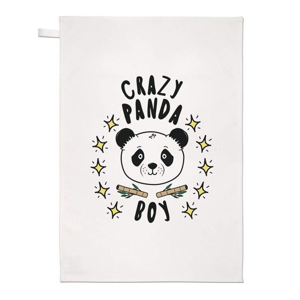 Crazy Panda Boy Stars Tea Towel Dish Cloth