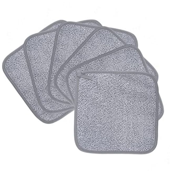 POLYTE Premium Lint Free Microfiber Washcloth Face Towel, 13 x 13 in, Set of 6 (Blue)