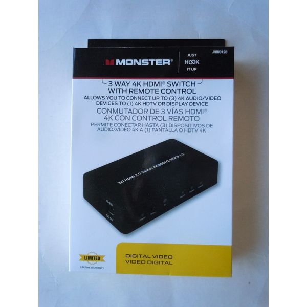 Monster Just Hook It Up  3 way HDMI Switch with remote control