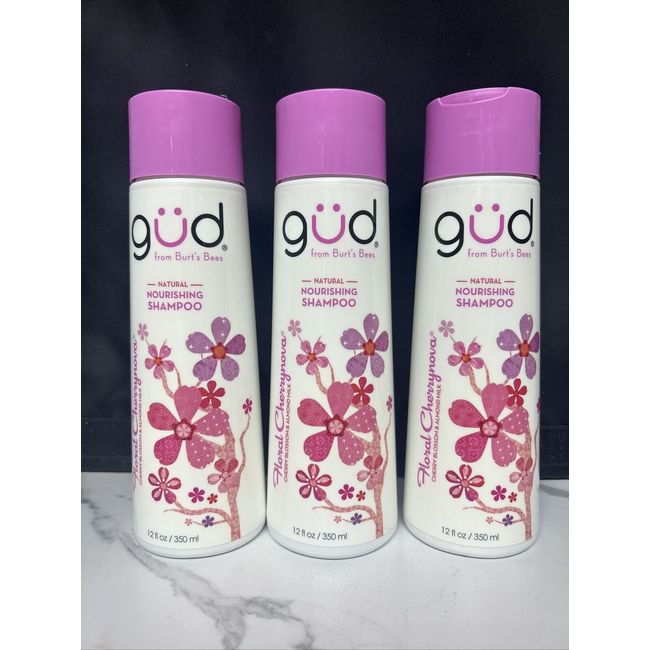 3 Pack Burt's Bees GUD Floral Cherrynova Natural Nourishing Shampoo 12oz (2I)