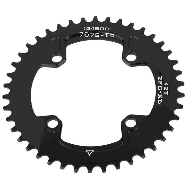 Bicycle Chainring 40T 42T Narrow Wide Chain Ring Durable Lightweight Abrasion Resistant High Strength Deformation Resistant Single Crankset Bicycle Sprocket Wheel (42T☘(104BCD))