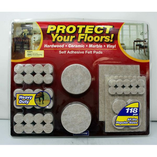 Floor-Care Self Adhesive Heavy Duty Felt Pads Kit 118 Pieces