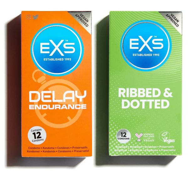 EXS | Textured Condoms + Delay Condom Bundle | Maximise Your Safety & Pleasure | 2 x 12 Packs