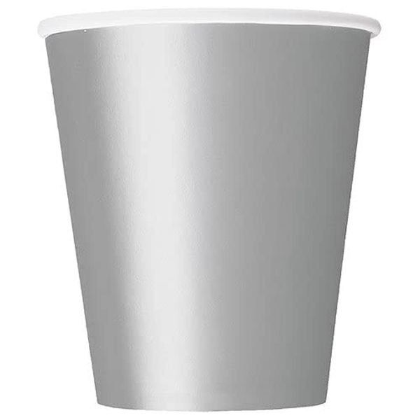 Unique Party 33446 - 9oz Silver Paper Cups, Pack of 14