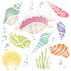 Shells Stencil, 6.5 x 6.5 inch - Sea Ocean Nautical Seashore Reef