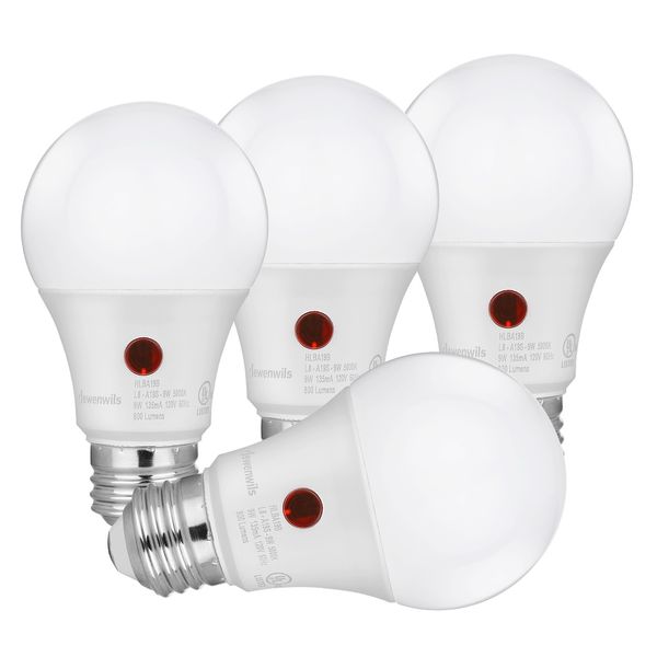 DEWENWILS 4 Pack Light Bulbs A19 Automatic On/Off, Light Timers,1/3 HP,UL Listed