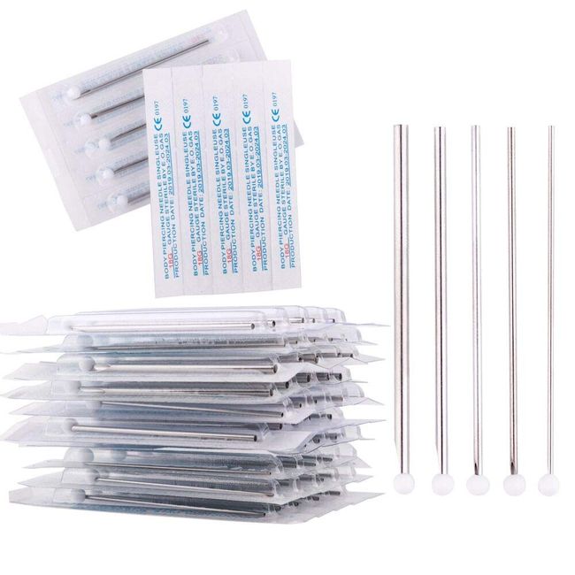 Ear Nose Piercing Needles - TC Mix body piercing needles 12g.14g.16g.18g.20g Individualized Package for Piercing Needle Supplies Piercing Kit (50 MIX)